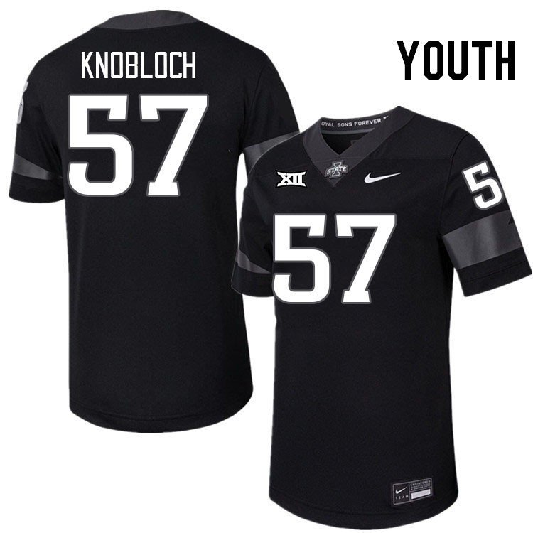 Youth #57 Drake Knobloch Iowa State Cyclones College Football Jerseys Stitched-Black